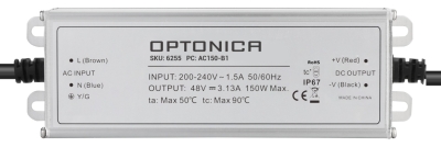 LED Водоустойчиво захранване IP67 150W 48V 3.125A 3 години гаранция