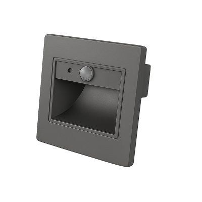 LED Осветител за Стълби Квадратен 1W 4000K IP20 Сив + Сензор