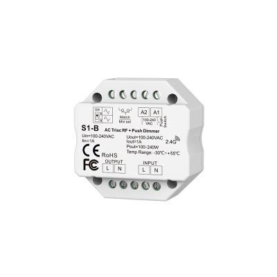 C TRIAC RF Димер S1-B 100-240VAC RF2.4G 1A*1CH 110W/220W(110V/220V)