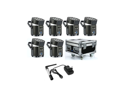 9*10W RGBA+UV 6in1 LED PAR Light+Charging F. Case+Wireless Transmitter
