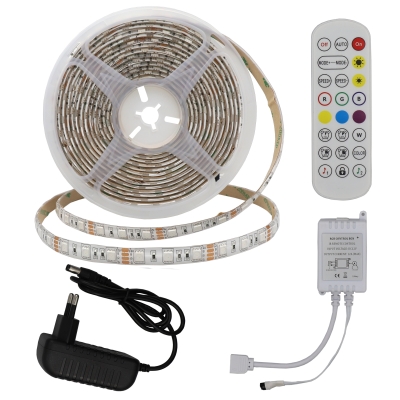 Влагозащитен Комплект За LED Лента Адаптер + IR Контролер + Дистанционно RGB 60 Диода