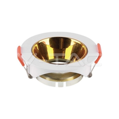 GU10 Корпус Кръг Бяла Рамка с Златен Рефлектор