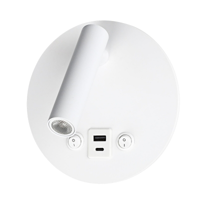 LED стенна лампа 8W с ON/OFF ключ + USB Бяло