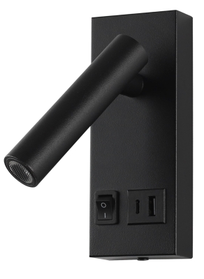 LED осветление за шкаф 2W с ON/OFF ключ + USB Черно