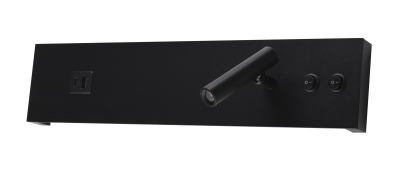 LED Стенен Осветител 11W IP20 с ON/OFF бутон + USB Черен 4200K