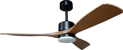 LED Осветително тяло Вентилатор 18W/3CCT Черен Дървен + Дистанционно управление