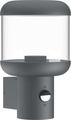 Стенен Осветител Алуминиев с Изчистено Стъкло  E27 фасунга IP54 + PIR СЕНЗОР