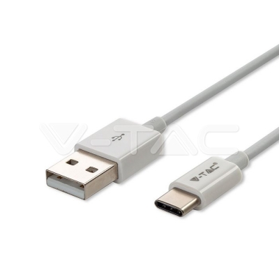 1м. Тип C USB Кабел Бял Серия "Silver"