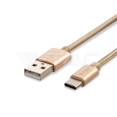 1м. Тип C USB Кабел Злато Серия "Platinum"