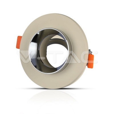 GU10 Гипсова Отливка Мръсно Бяла Кръг Хромиран Ринг