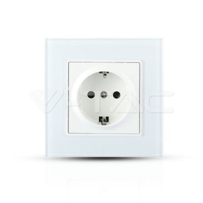 Контакт EU 16А Стъклен Панел Бял