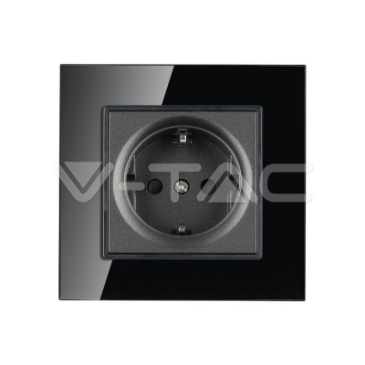 Контакт EU 16А Стъклен Панел Черен