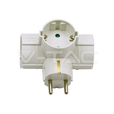3 Щепсел Разклонител 10/16А 250V Страничен Бял