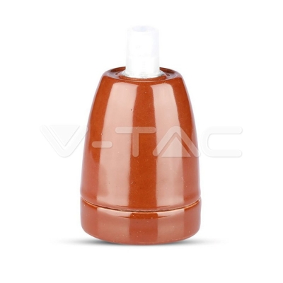 Фасунга Порцелан E27 Кафяв