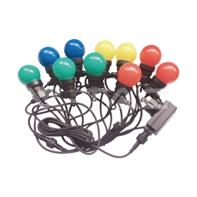 Градински Гирлянд с 10бр. 0.5W RGB Крушки 5м.
