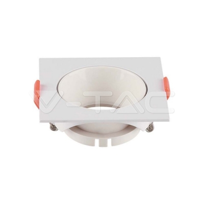 GU10 Корпус Квадрат Бяла Рамка с Бял Рефлектор