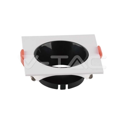 GU10 Корпус Квадрат Бяла Рамка с Черен Рефлектор