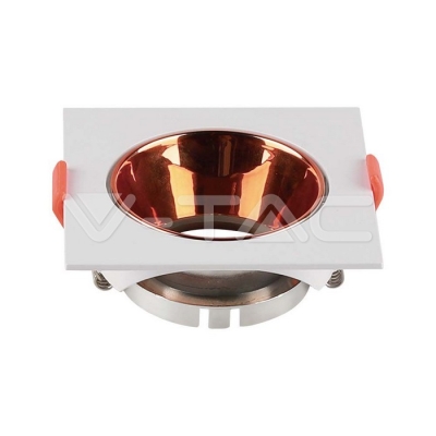 GU10 Корпус Квадрат Бяла Рамка с Розово Злато Рефлектор