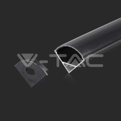 Монтажен Kитс Дифузер за LED Лента Алуминиев Черен 2000x15.8x15.8мм