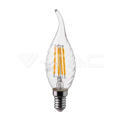LED Крушка 4W Filament E14 Кендъл Спирала Пламък 4000K