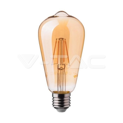 LED Крушка 6W Filament  E27 ST64  Амбър 2200K