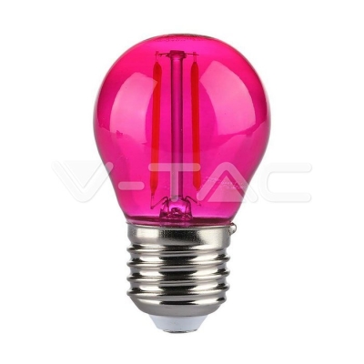 LED Крушка 2W Filament E27 G45 Розова