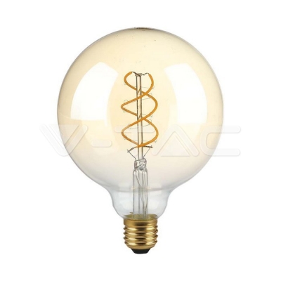 LED Крушка 5W Filament  E27 G125 Амбър Димиращ 1800К