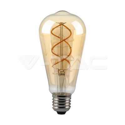 LED Крушка 5W Filament  E27 ST64  Амбър Димираща 2200K