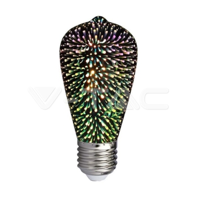 LED Крушка 3W Filament E27 ST64 3D 3000K