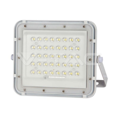 6W LED Соларен Прожектор 6400K Сменяема Батерия Бяло Тяло