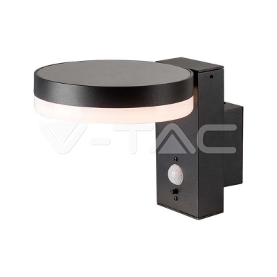 5.5W LED Соларна Стенна Черна PIR Сензор Кръг 3000K IP44