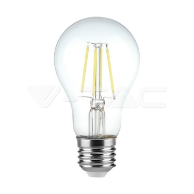 LED Крушка 4W Filament E27 A60 Прозрачно Покритие 6400K