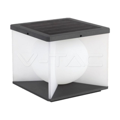 8W LED Соларна Градинска Лампа (2305A-305A-305mm) 3000K Черно-бяло Тяло