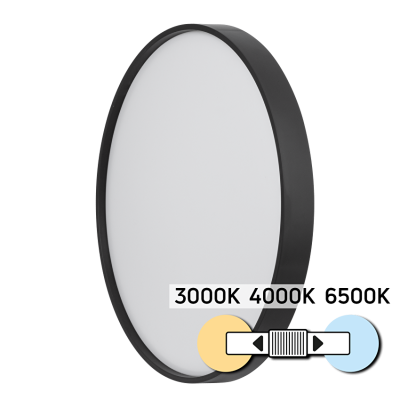 ULTRALUX - LED CCT ПЛАФОНИЕРА, ЧЕРЕН, 12W, 3000K/4000K/6500К, 220-240V AC, КРЪГ, IP20 - SPL1B12CCTB