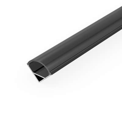 ULTRALUX - Алуминиев профил за LED лента, черен, с черен дифузер, за открит монтаж, ъглов, 2м - APK204BK