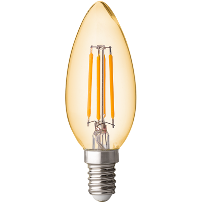 ULTRALUX - LED ДИМИРАЩ FILAMENT КОНУС 4W, E14, 2500K, 220V AC, АМБЪР - LFC41425D