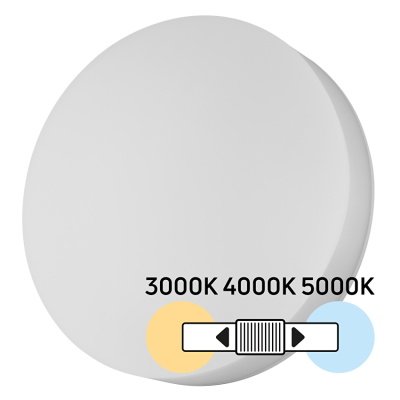 ULTRALUX - LED ПЛАФОНИЕРА 18W/24W/30W, CCT 3000K/4000K/5000K, 220V-240V AC, IK08, БЯЛА, КРЪГ, IP54 - LFPR30CCTS