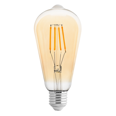 ULTRALUX - LED FILAMENT ЛАМПА КРУШКА, ДИМИРАЩА, 4W, E27, 2500K, 220-240V AC, АМБЪР - LFST42725D