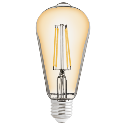 ULTRALUX - LED FILAMENT COB ЛАМПА КРУШКА, ДИМИРАЩА, 8W, E27, 2500K, 220-240V AC, АМБЪР, ST64 - LFST82725D