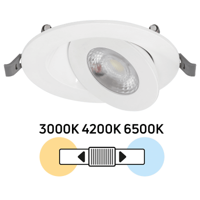 ULTRALUX - LED ЛУНА ЗА ВГРАЖДАНЕ, ПОДВИЖНА 7W, 3000K/4200K/6500K, 220-240V AC, IP20 - LLP7CCT