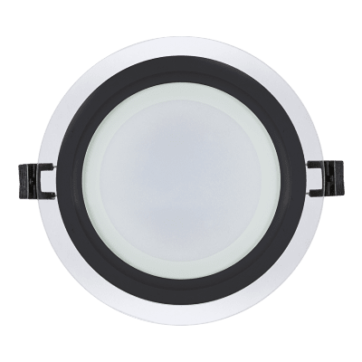 ULTRALUX - LED СТЪКЛЕН ПАНЕЛ ЗА ВГРАЖДАНЕ, КРЪГ, 12W, 4200K, 220-240V AC, IP44, ЧЕРЕН РИНГ - LPRG1242BL