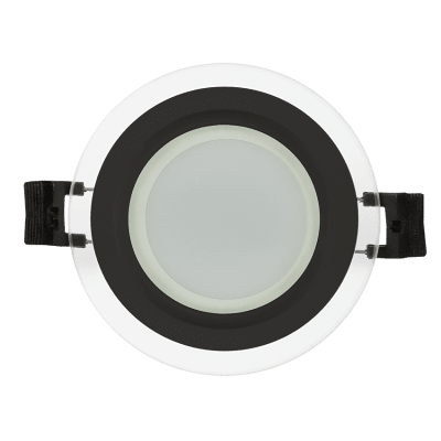 ULTRALUX - LED СТЪКЛЕН ПАНЕЛ ЗА ВГРАЖДАНЕ, КРЪГ, 6W, 4200K, 220-240V AC, IP44, ЧЕРЕН РИНГ - LPRG642BL