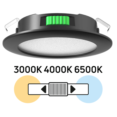 ULTRALUX - Мебелна LED луна за вграждане, кръг, 4W, 3000K/4000K/6500K, 12V DC, IP44, черна - ML124CCTB