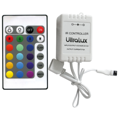 ULTRALUX - IR КОНТРОЛЕР ЗА RGB LED ОСВЕТЛЕНИЕ 12-24 V DC, 3X2A - RGBIRC24