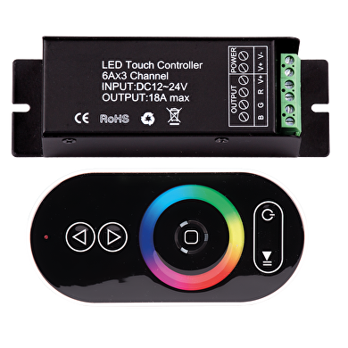 ULTRALUX - RF TOUCH КОНТРОЛЕР ЗА RGB СВЕТОДИОДНО ОСВЕТЛЕНИЕ 12-24 V DC 3X6A - RGBRFC5T