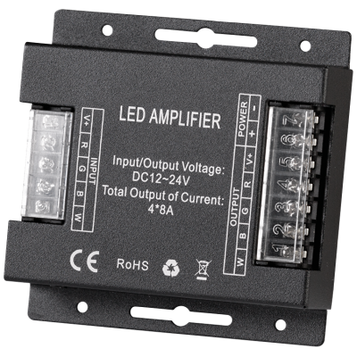 ULTRALUX - УСИЛВАТЕЛ ЗА RGBW LED ЛЕНТА, 4X8A, 384W (12V), 12-24V DC - RGBWAMP32A