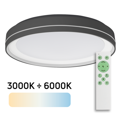 ULTRALUX - LED ДИМИРАЩА CCT ПЛАФОНИЕРА С ДИСТАНЦИОННО, ЧЕРНА, 45W, 3000/4000/6000К, 220-240V AC, IP20 - SPL45CCTB