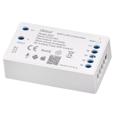 ULTRALUX - SMART 2.4G RF WIFI ДИМЕР ЗА ЕДНОЦВЕТНА LED ЛЕНТА 4X4A, 192W (12V), 12-24V DC - SSWFSC
