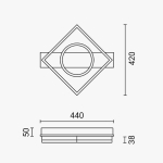 LED Осветително тяло 44W Черно/Дървено CCT + Дистанционно управление