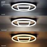 LED Осветително тяло 46W Черно/Дървено CCT + Дистанционно управление